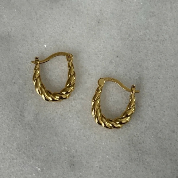 Modest Lu Jewelry - Gold Braided Twist Chunky Hoop Earrings 

Brand New

Gold Plated Sterling Silver